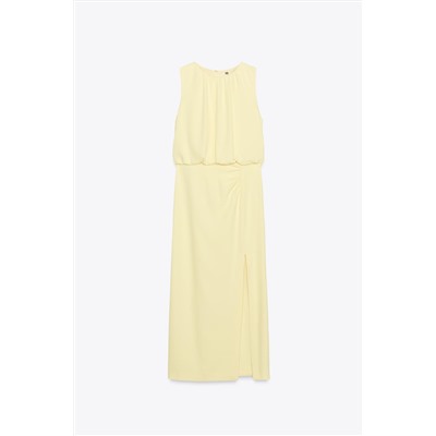 GATHERED MIDI DRESS