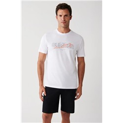 Avva, Erkek Beyaz Ultrasoft Bisiklet Yaka Baskılı T-shirt A31y1044