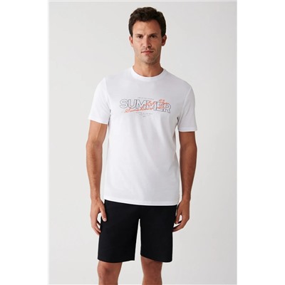Avva, Erkek Beyaz Ultrasoft Bisiklet Yaka Baskılı T-shirt A31y1044