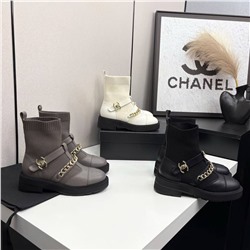 Женские ботинки с тканевым голенищем   Chane*l 🤍