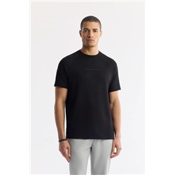 Avva, Erkek Siyah Bisiklet Yaka Baskılı T-shirt A41y1168