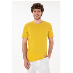 Erkek Regular Fit Bisiklet Yaka Sarı Basic Tişört