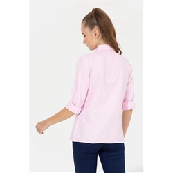 Kadın Açık Pembe Uzun Kollu Basic Gömlek