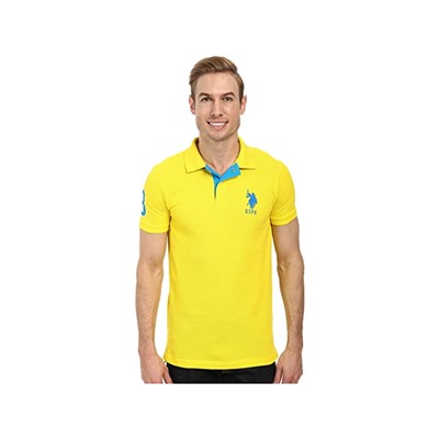 U.S. POLO ASSN. Slim Fit Big Horse Polo w/ Stripe Collar