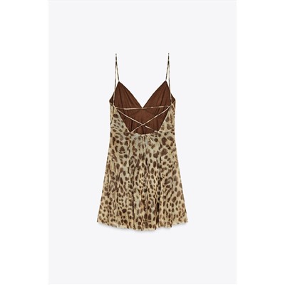 PRINTED TULLE MINI DRESS