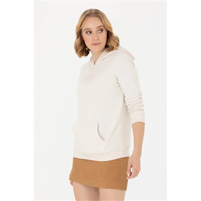 Kadın Taş Kapüşonlu Basic Sweatshirt
