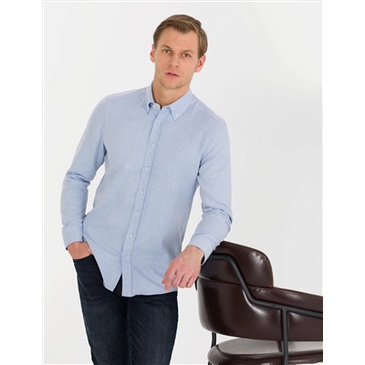 Açık Mavi Slim Fit Uzun Kollu Gömlek