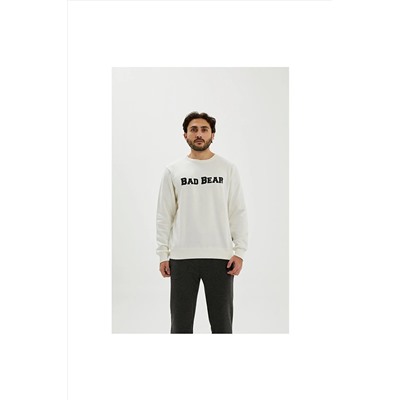 Bad Bear Player Erkek Beyaz Baskılı Sweatshirt 210212005-NGT