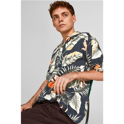 Camisa Azul marino y naranja
