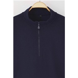 Lacivert Selanik/Triko Görünümlü Fermuarlı Yaka Regular/Normal Kalıp Örme Sweatshirt TBBAW23AO00006
