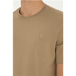 Erkek Regular Fit Bisiklet Yaka Haki Basic Tişört