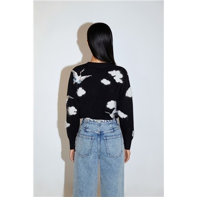 Jersey de lana y cachemir Negro y blanco