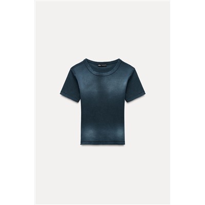 FADED-EFFECT RIB T-SHIRT