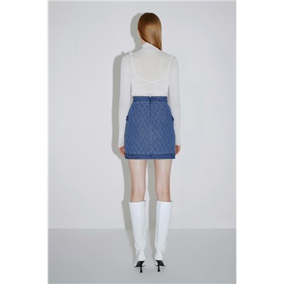 Minifalda vaquera de talle alto Azul claro