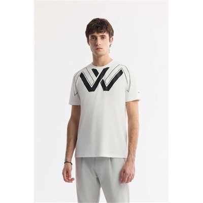 Avva, Erkek Beyaz Bisiklet Yaka Fleksi Baskılı T-shirt A51Y1068