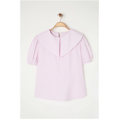 Beyaz-Pembe Çizgili Dokuma Bluz TBBSS24AF00000