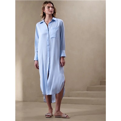 SILKY MAXI SHIRTDRESS