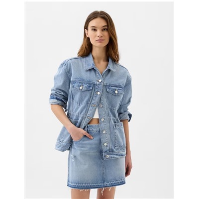 Cinched-Waist Denim Jacket