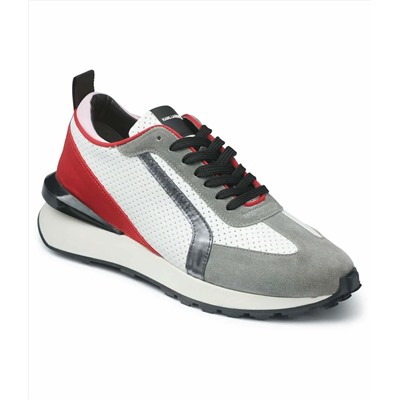 PERFORATED LEATHER AND SUEDE RUNNER