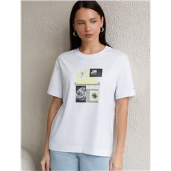 Свободная футболка с принтом из премиального хлопка с эастаном