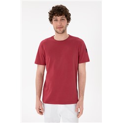 Erkek Regular Fit Bisiklet Yaka Vişne Basic Tişört