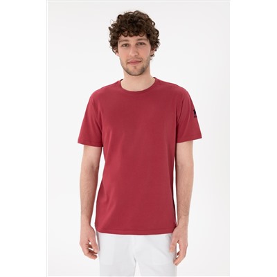 Erkek Regular Fit Bisiklet Yaka Vişne Basic Tişört