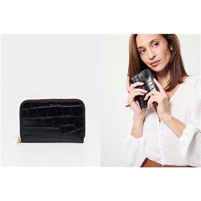 Cartera de piel Pely Croco Negro