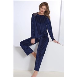 Sevim Kadın Lacivert Kadife Pijama Takım 12633