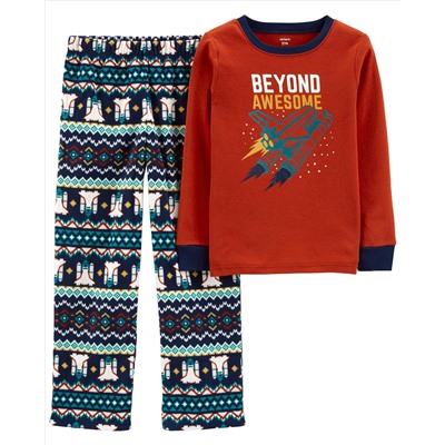 2-Piece Helicopter Cotton & Fleece PJs