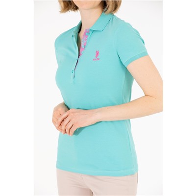 Kadın Mint Basic Polo Yaka Tişört