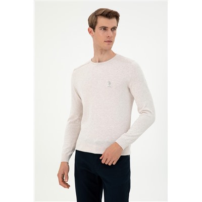 Erkek Slim Fit Bisiklet Yaka Taş Melanj Basic Kazak
