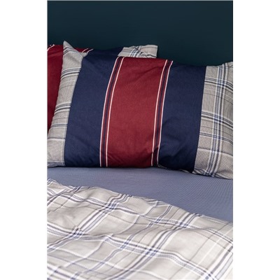 Vardan King Size %100 Pamuk Ranforce Baskılı Nevresim Takımı - Lacivert/Gri