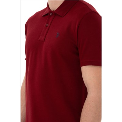 Erkek Slim Fit Polo Yaka Bordo Basic Tişört