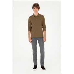 Erkek Haki Basic Sweatshirt