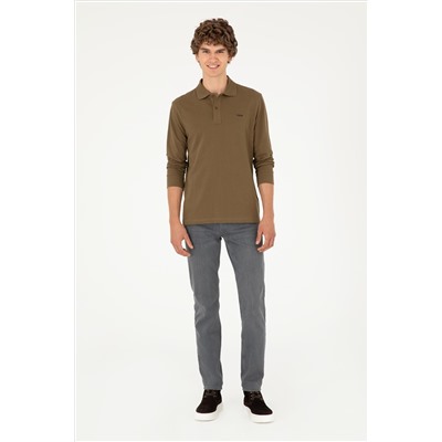 Erkek Haki Basic Sweatshirt