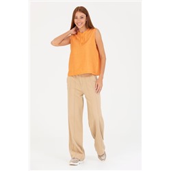 Kadın Krem Loose Fit Jean Pantolon