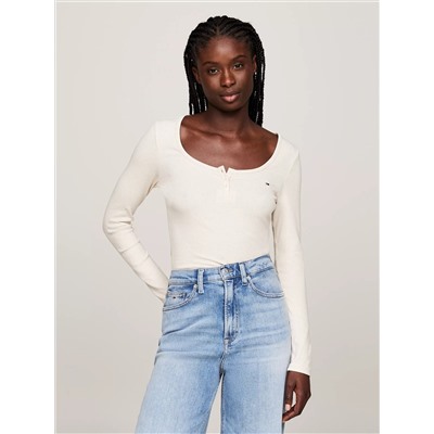 Tommy Jeans Ribbed Scoop-Neck Henley