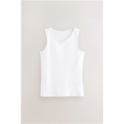 White Heart Lace Trim Vests 5 Pack (1.5-16yrs)