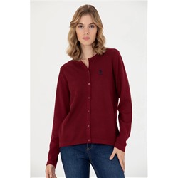 Kadın Bordo Basic Triko Hırka