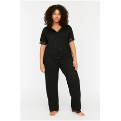 Trendyol Curve Siyah Örme Dantelli Pijama Takımı TBBSS22PT0623