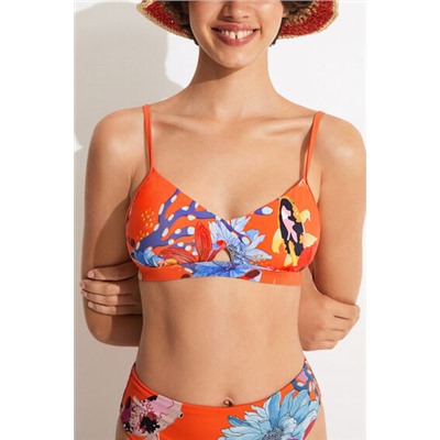 Top bikini triángulo corales