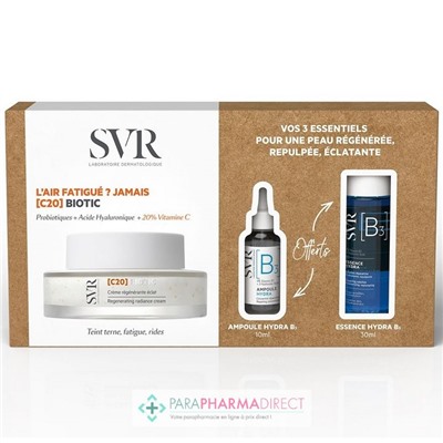 SVR [C20] BIOTIC - Crème Régénérante Eclat 50 ml + Ampoule Hydra B3 10ml & Essence Hydra B3 30ml OFFERTS - COFFRET