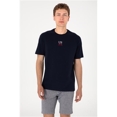 Erkek Comfort Fit Bisiklet Yaka Lacivert Tişört