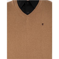 Camel Melanj Slim Fit V Yaka Basic Triko Kazak