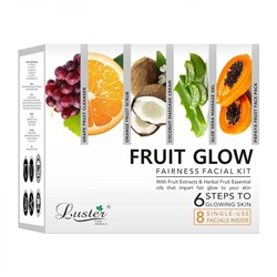 LUSTER Fruit Glow Fairness Facial Kit (New) Набор: Пенка для умывания, Скраб для лица, Массажный крем для лица, Массажный гель для лица, Маска для лица, Сыворотка для лица 6шт (46г)