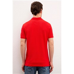 Erkek Kırmızı Basic Polo Yaka Tişört