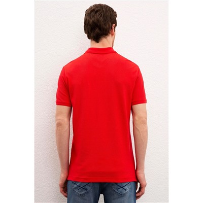 Erkek Kırmızı Basic Polo Yaka Tişört