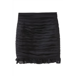 Falda recta de talle alto Negro