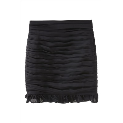Falda recta de talle alto Negro
