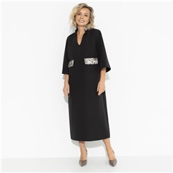 Платье с акцентными элементами из экокожи, Деловая леди (black)